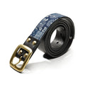 Maden New Cowhide Material Ancient Cloth Printed Vegetable Tanned Belt Boro Style Cowhide Pin Buckle Retro Belt for Men