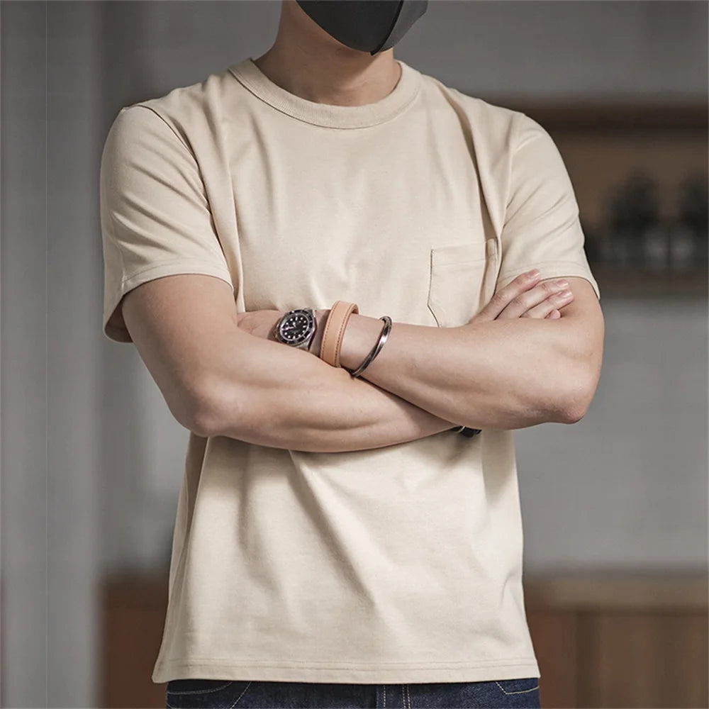 Maden 2023 Vintage Fashion Summer T Shirts for Men Crewneck Heavyweight Cotton Short Sleeve Tee Amekaji Tactical Tops