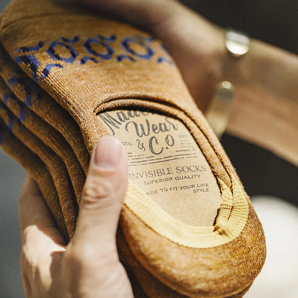 Maden Men's Retro Contrast Color Navajo Knit 4pcs Ankle Socks Breathable Anti-Slip Summer Socks Thin Casual Sporty Socks