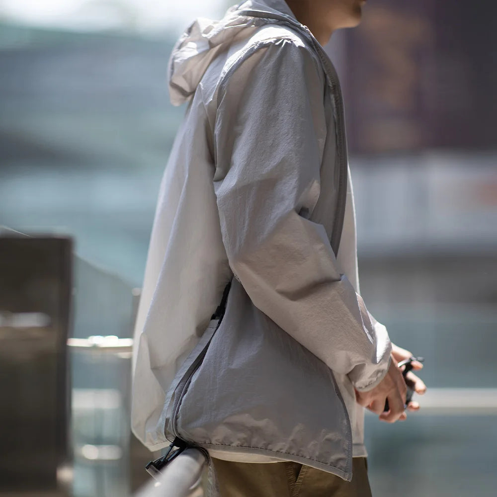 Maden Men's UPF 50+ UV Full Zip Sun Protection Jacket Light Thin Breathable Packable Fishing Windbreaker Hiking Hooded Skin Coat