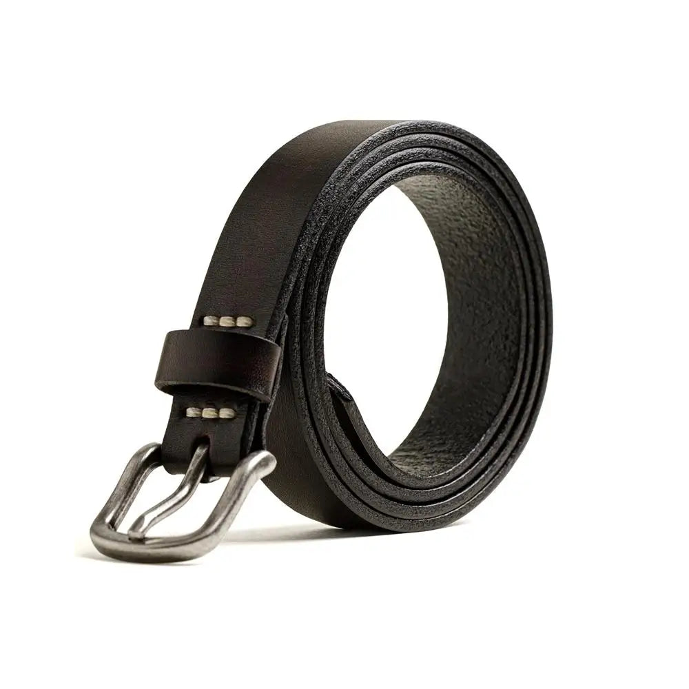 Maden New Retro Black First Layer Cowhide Belt Genuine Leather Men's Versatile Daily Solid Color Belt