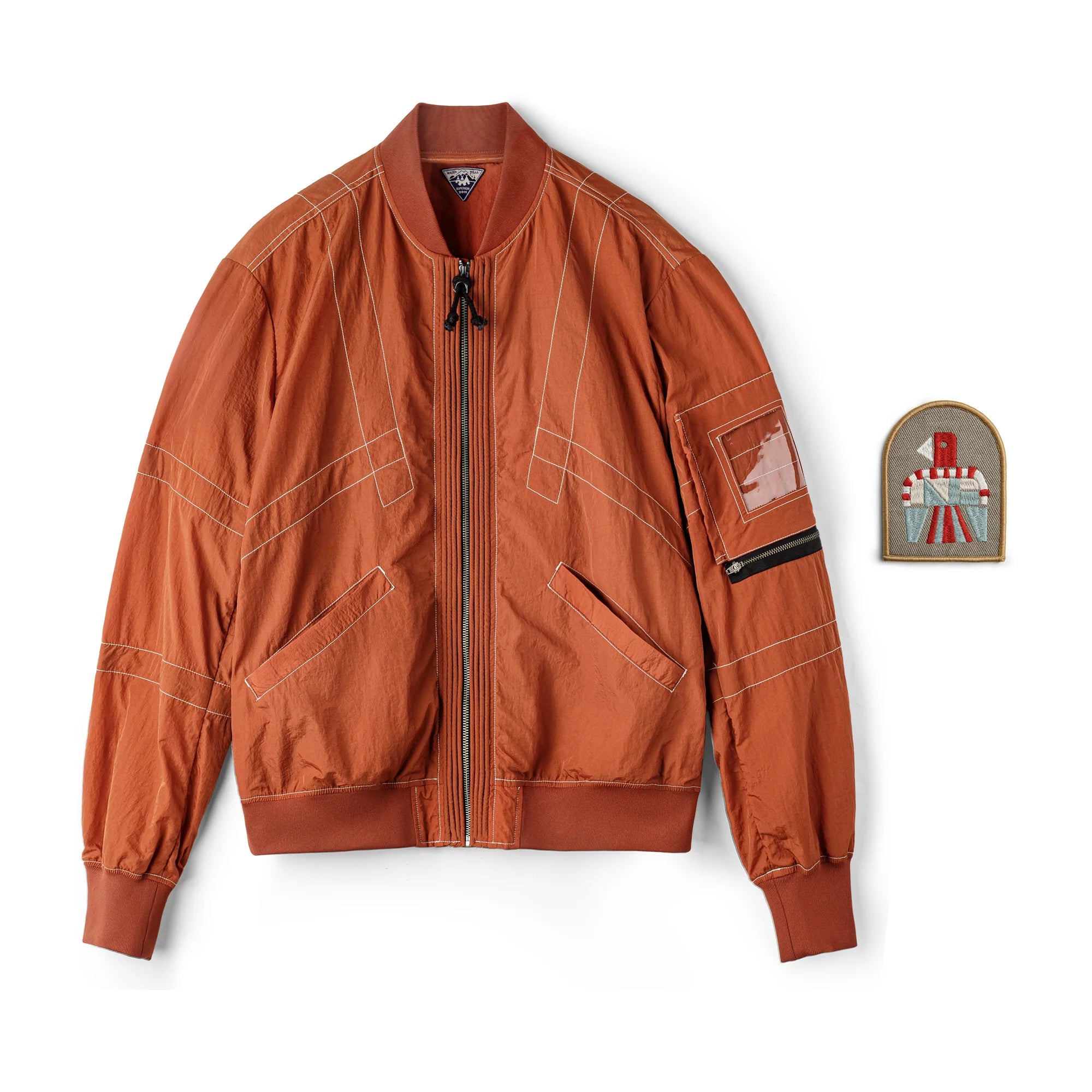 Maden Men‘s Vintage MA-1 Bomber Jacket Red Lightweight Pilot Coat with Zipper Classic Baseball Style Jacket for Spring Autumn