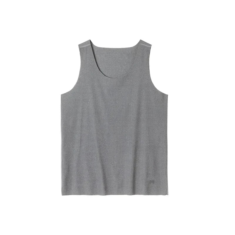 Maden Summer Tank Top for Men Traceless Ice Silk Cool Sleeveless T-Shirt Waistcoat O-neck Vest Tees for Gym Muscle Sportswear
