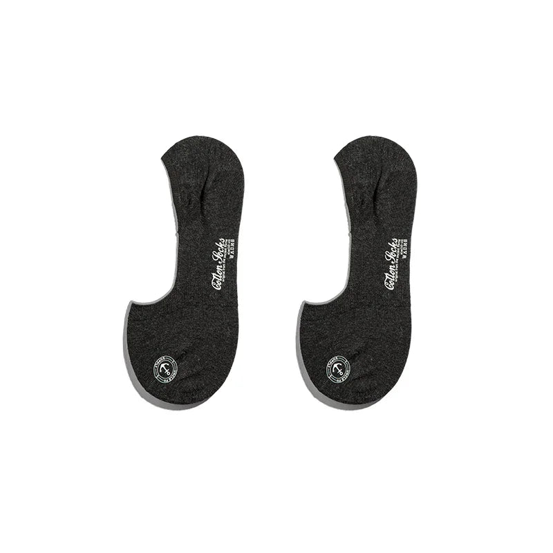 Maden Men’s 3 Pack Pair Summer Cotton Socks Boat Non-Slip Silicone Invisible Boat Socks Ankle Socks White Khaki Blue