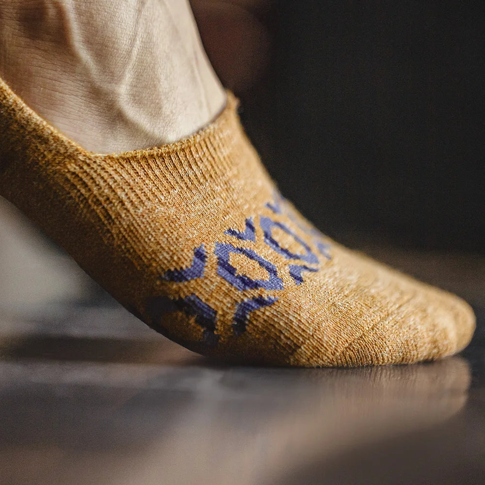 Maden Men's Retro Contrast Color Navajo Knit 4pcs Ankle Socks Breathable Anti-Slip Summer Socks Thin Casual Sporty Socks