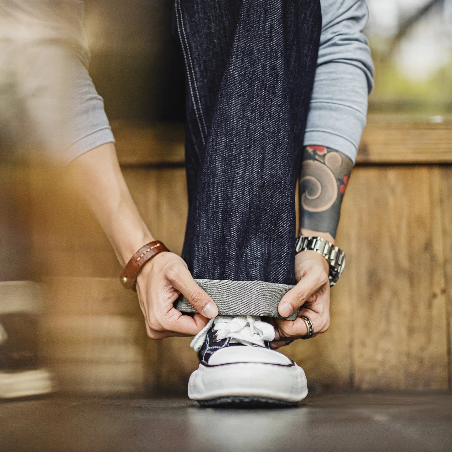 Maden Vintage 12oz One-Washed Denim Jeans for Men Straight Wide Leg Trousers Loose Fit Zip Fly Casual Pants for Fall Winter