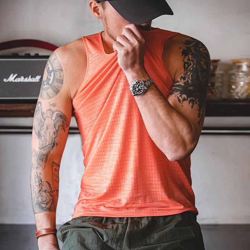 Maden Breathable Cool Workout Tank Tops for Men Gym Muscle Tank Undershirts Bodybuilding Sleeveless T Shirt Plain Sportswear Tee