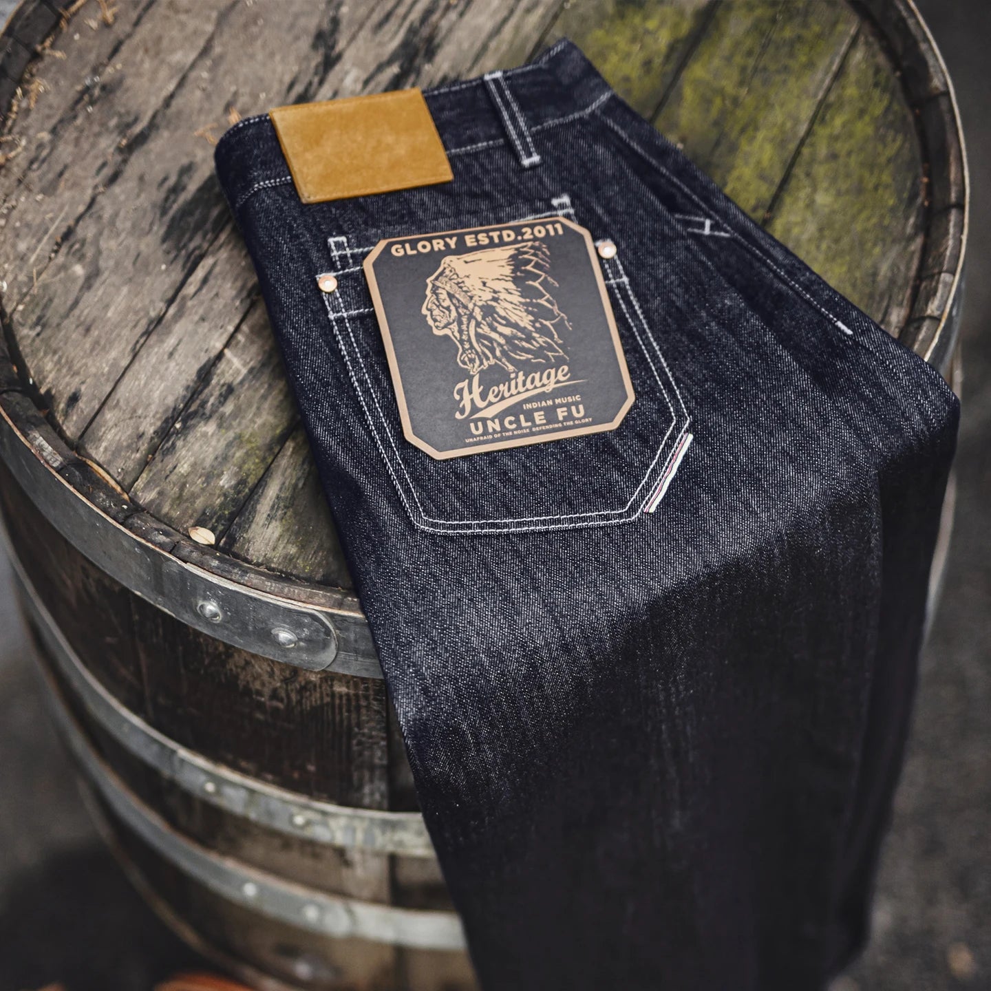 Maden Vintage 12oz One-Washed Denim Jeans for Men Straight Wide Leg Trousers Loose Fit Zip Fly Casual Pants for Fall Winter