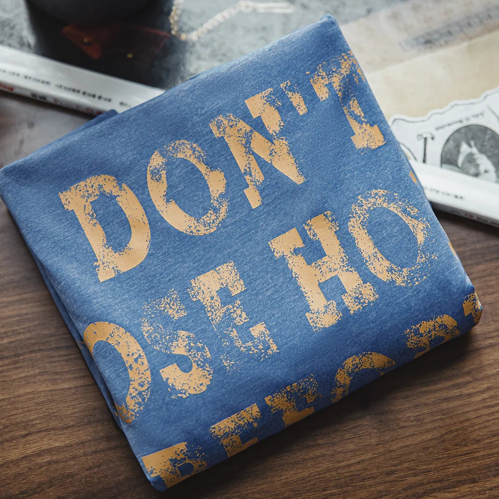 Maden Retro Ice Silk Cool Short-sleeved T-shirt Loose Breathable Letter Printed Round Neck Top for Men's Summer Tee