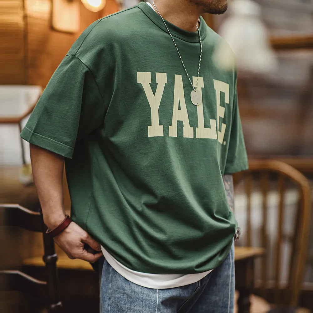 Maden Letter Print O-Neck T-shirts Men College Style Basic Top Cotton Short Sleeve Tees Men's Summer Casual T Shirt Black Shirts