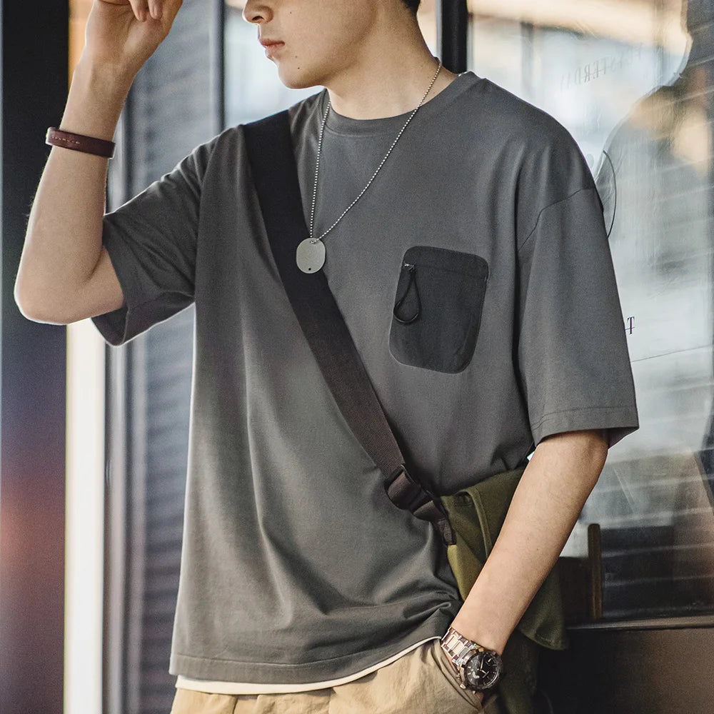 Maden Casual Sorona Cool Short-sleeved T-shirt Breathable Antibacterial T-shirt with Pockets for  Men's Summer Tops Sport Tee