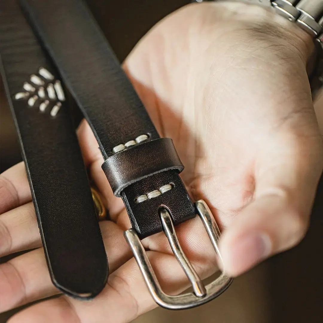 Maden Vintage Gift Set Black Genuine Leather Belt Navajo Cuff Open-Ended Bracelet Indian Eagle Pendant Necklace Gifts for Lover