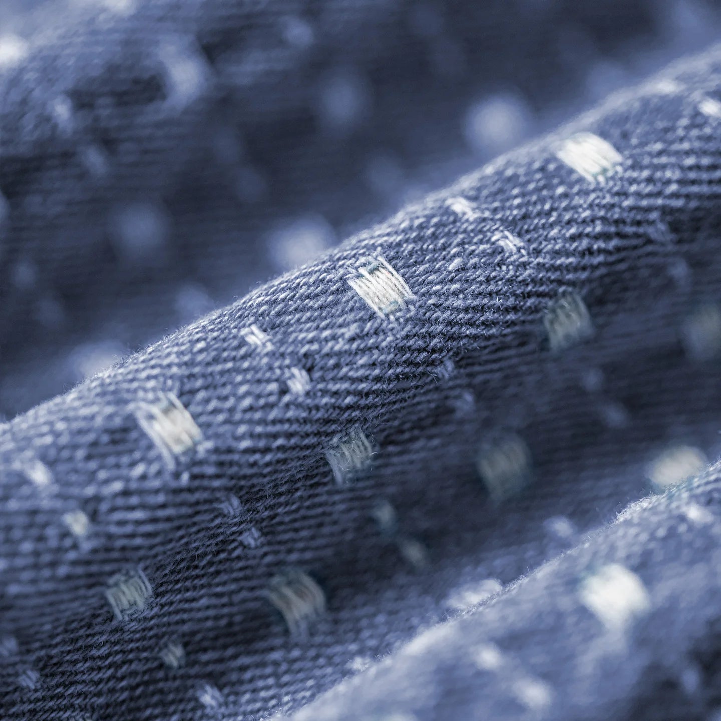 Maden Vintage Washed Blue Jeans Loose Fit Full Jacquard Denim Jeans Straight-Leg Elastic Waist Drawstring Trousers for Fall