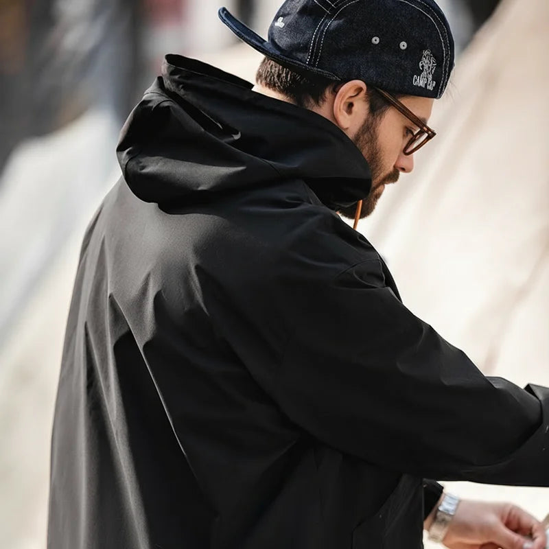 Maden Casual Outdoor Multi-pocket Hooded Men's Jackets Spring Fall Loose Windbreak Parka Ginger Climbing Outerwear Track Jacket