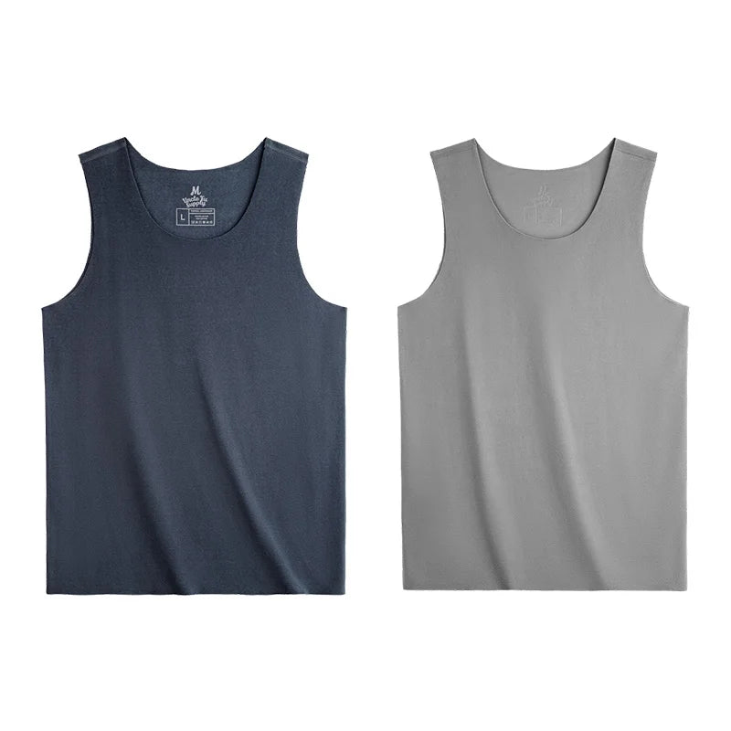 Maden Casual Solid Color Fleece Tank Tops Inner Layer Basic Tops for Men Versatile Seamless Vest Autumn Slim Fit Sleeveless Vest