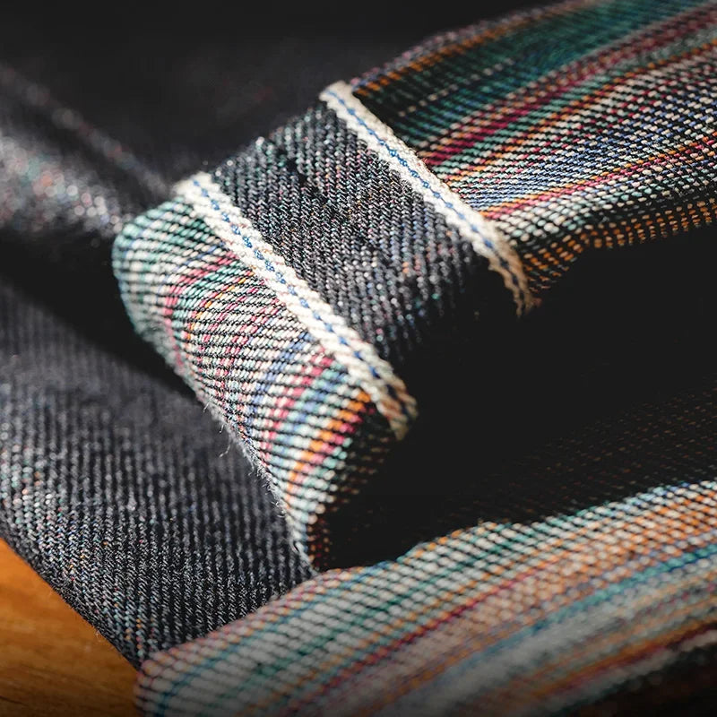 Maden Vintage 13.5OZ Selvedge Raw Denim Jeans Cotton Straight Denim Pants Men's Heavyweight Blue Zip Fly with Pockets Trousers