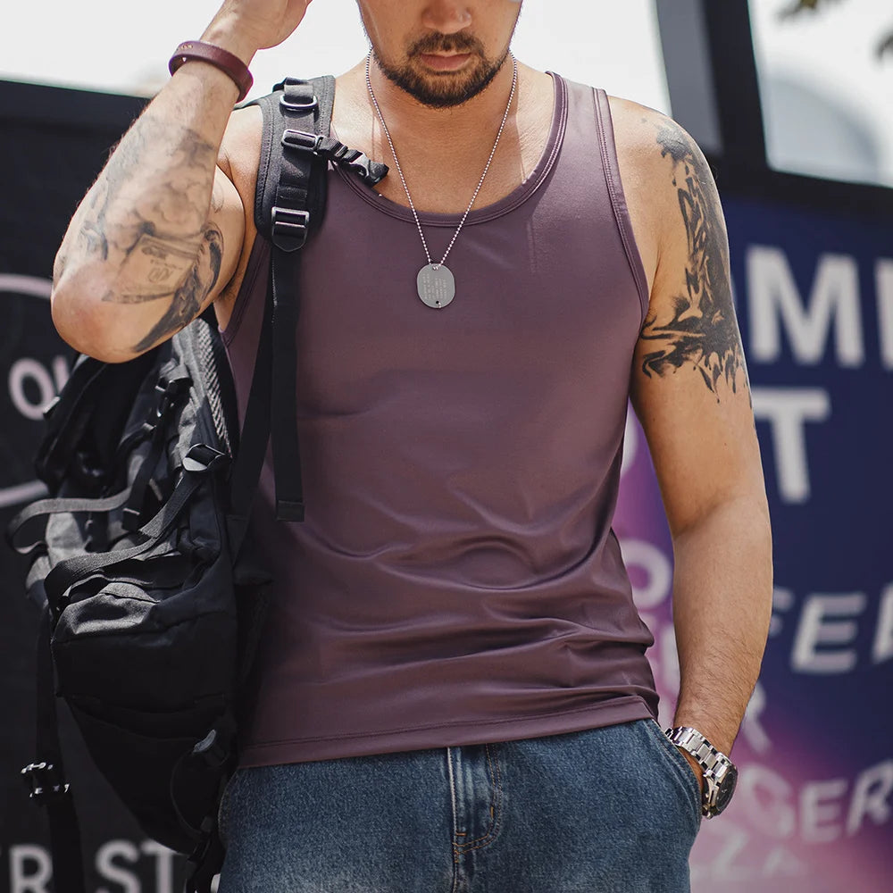 Maden Sunscreen Ribbed Solid Color Vest Breathable And Versatile Three-color Optional Tank Top for Men's Summer