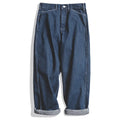 Maden Work Attire Retro Wide Leg Pants Dark Blue Oversize Loose Fitting Straight Tube Denim Long Pants Men