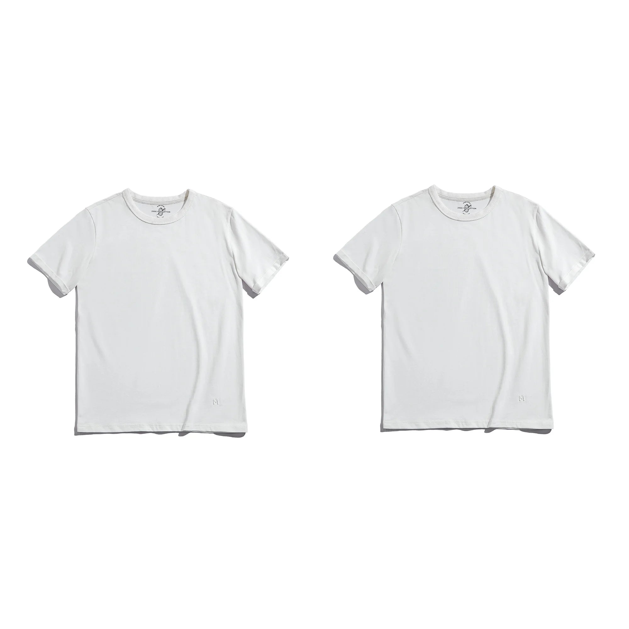 Maden Summer Solid Color Short Sleeve T-Shirts 100% Cotton Round Neck Tees with Rolled Edge Cuffs Casual Tops for Men