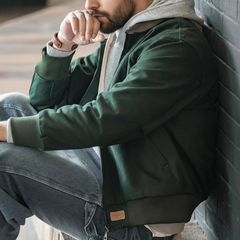 Maden Retro Heavyweight Santafe Canvas Jackets Cotton Corduroy Lapel Ribbed Hem Cuffs Short Jacket for Men's Autumn Overcoat