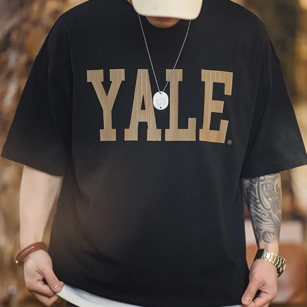 Maden Letter Print O-Neck T-shirts Men College Style Basic Top Cotton Short Sleeve Tees Men's Summer Casual T Shirt Black Shirts