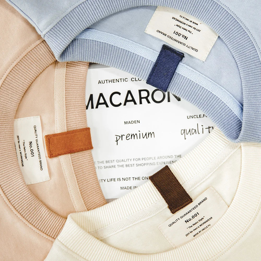 Maden Workwear Tee American Casual Macarone Short Sleeve T-shirt Flocking Letter Printing All Cotton Round Neck Top Men's Summer