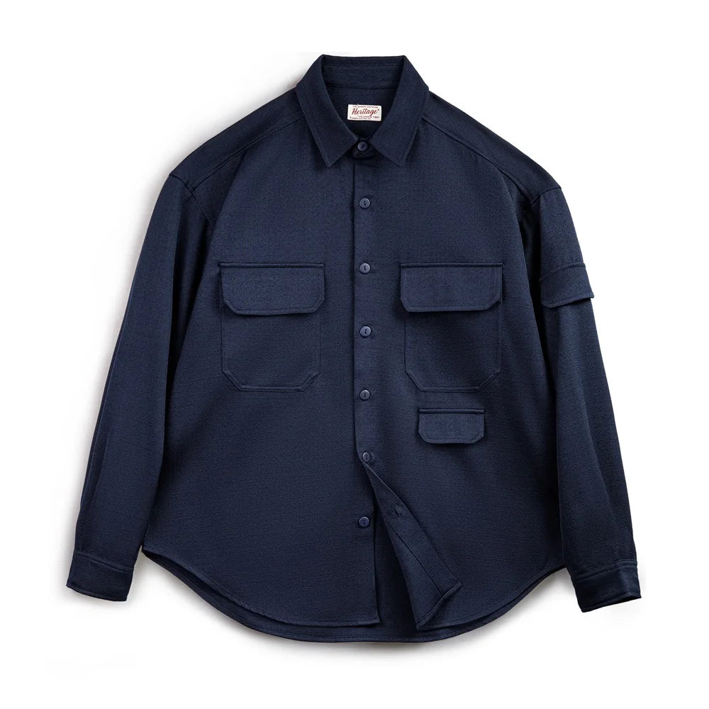 Maden New Casual Anti-wrinkle No-iron long-sleeved Shirts with Loose Lapel Pocket Shirt Jacket for Men's Spring and Autumn