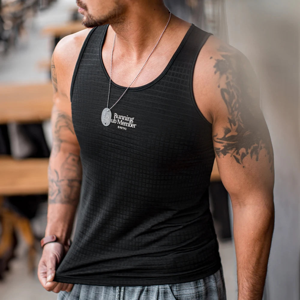 Maden Casual Breathable Black Sleeveless Vest Men Summer Quick-Dry Running Top Cool-Touch Loose Tank Top Versatile Undershirt