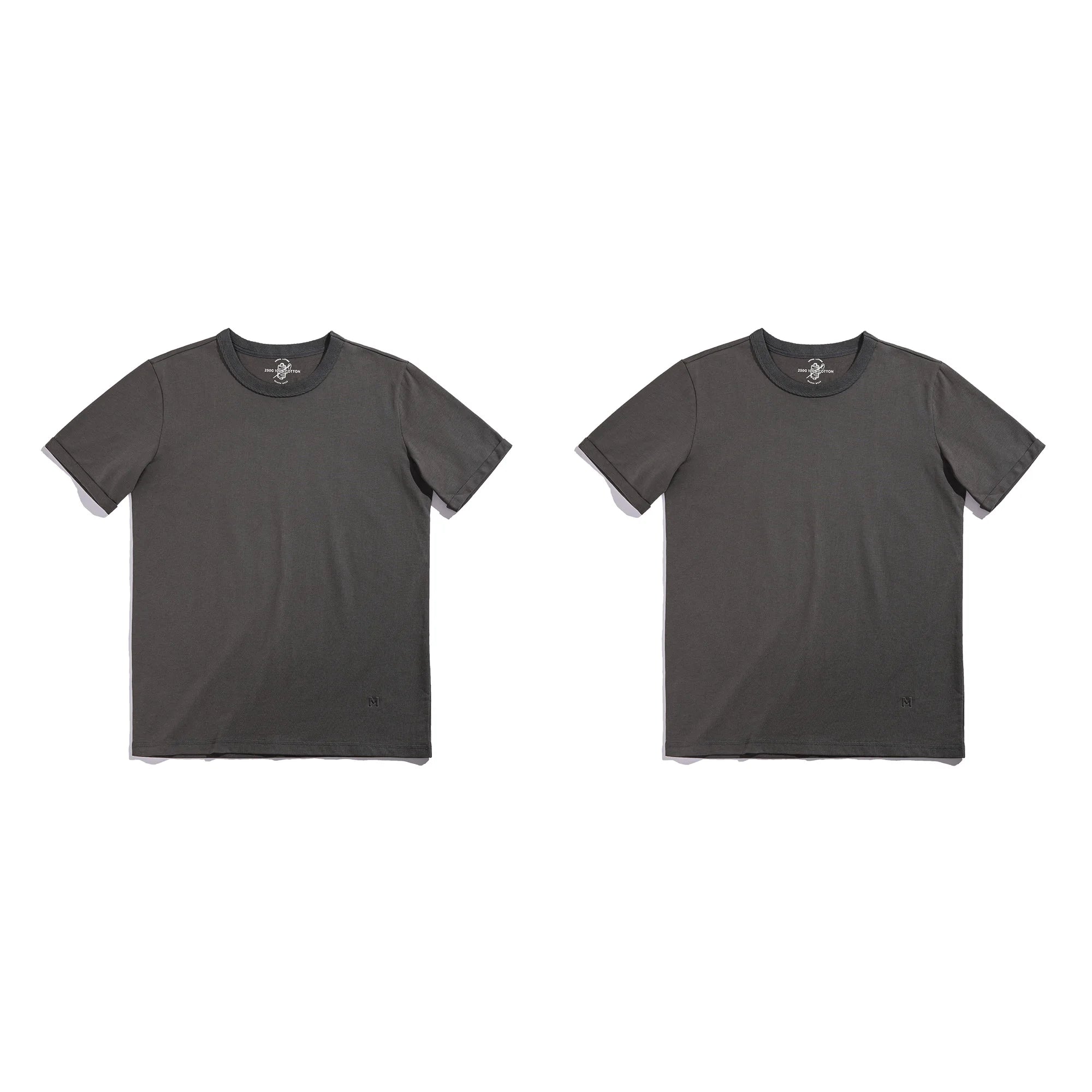 Maden Summer Solid Color Short Sleeve T-Shirts 100% Cotton Round Neck Tees with Rolled Edge Cuffs Casual Tops for Men