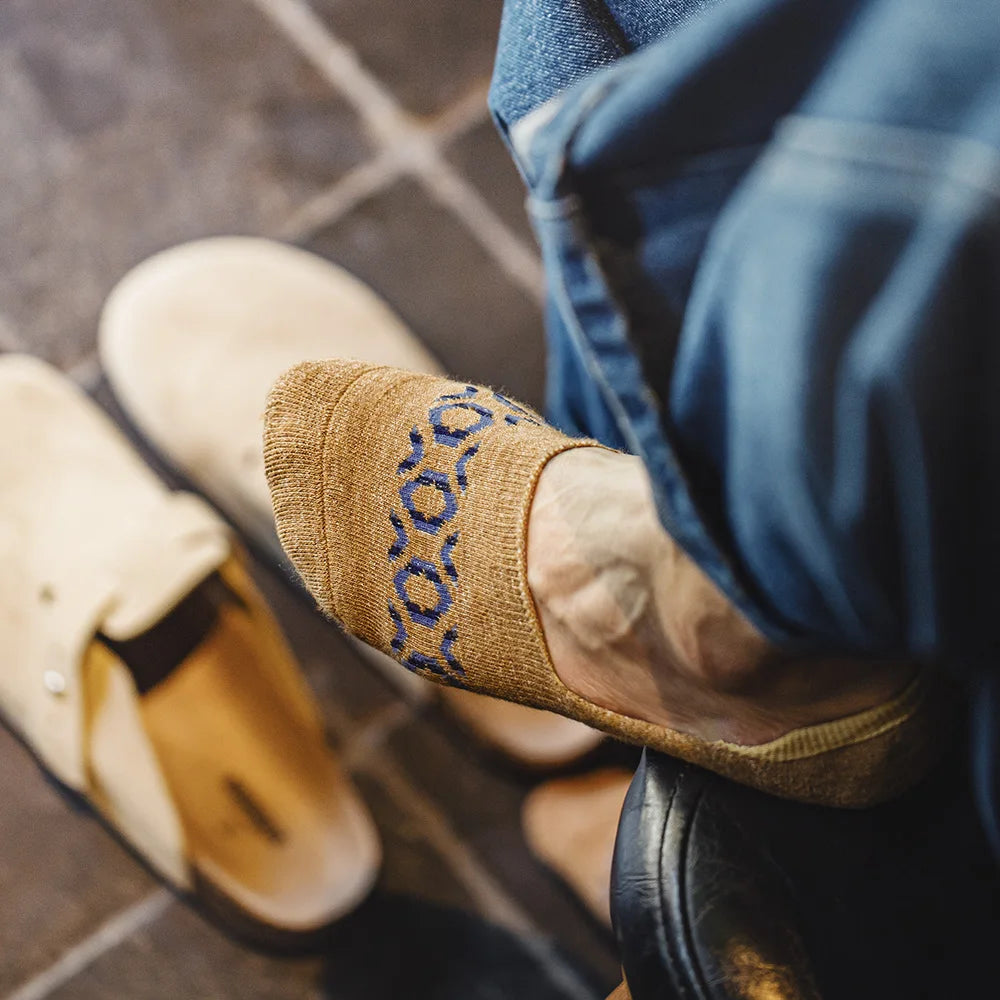 Maden Men's Retro Contrast Color Navajo Knit 4pcs Ankle Socks Breathable Anti-Slip Summer Socks Thin Casual Sporty Socks