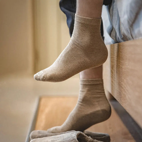 Maden 3 Pack Pairs Printed Knitted Mid-calf Socks Sweat-absorbent Solid Color Socks Non-slip Men's Socks for Spring and Autumn