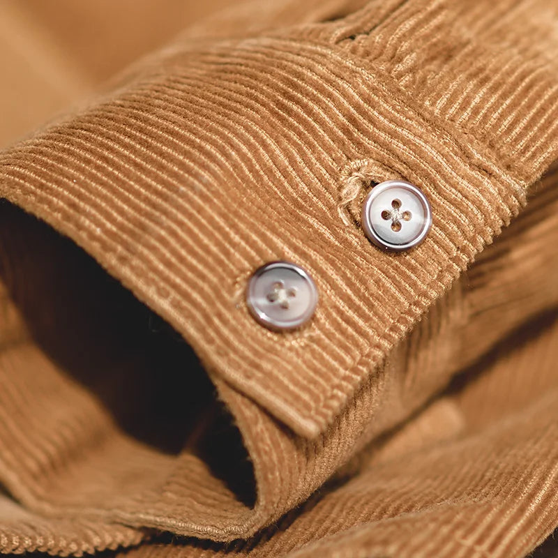 Maden Japanese Retro Loose Jacket Corduroy Lapel Antique Handsome Outer Pocket Thin Shirt Men Autumn