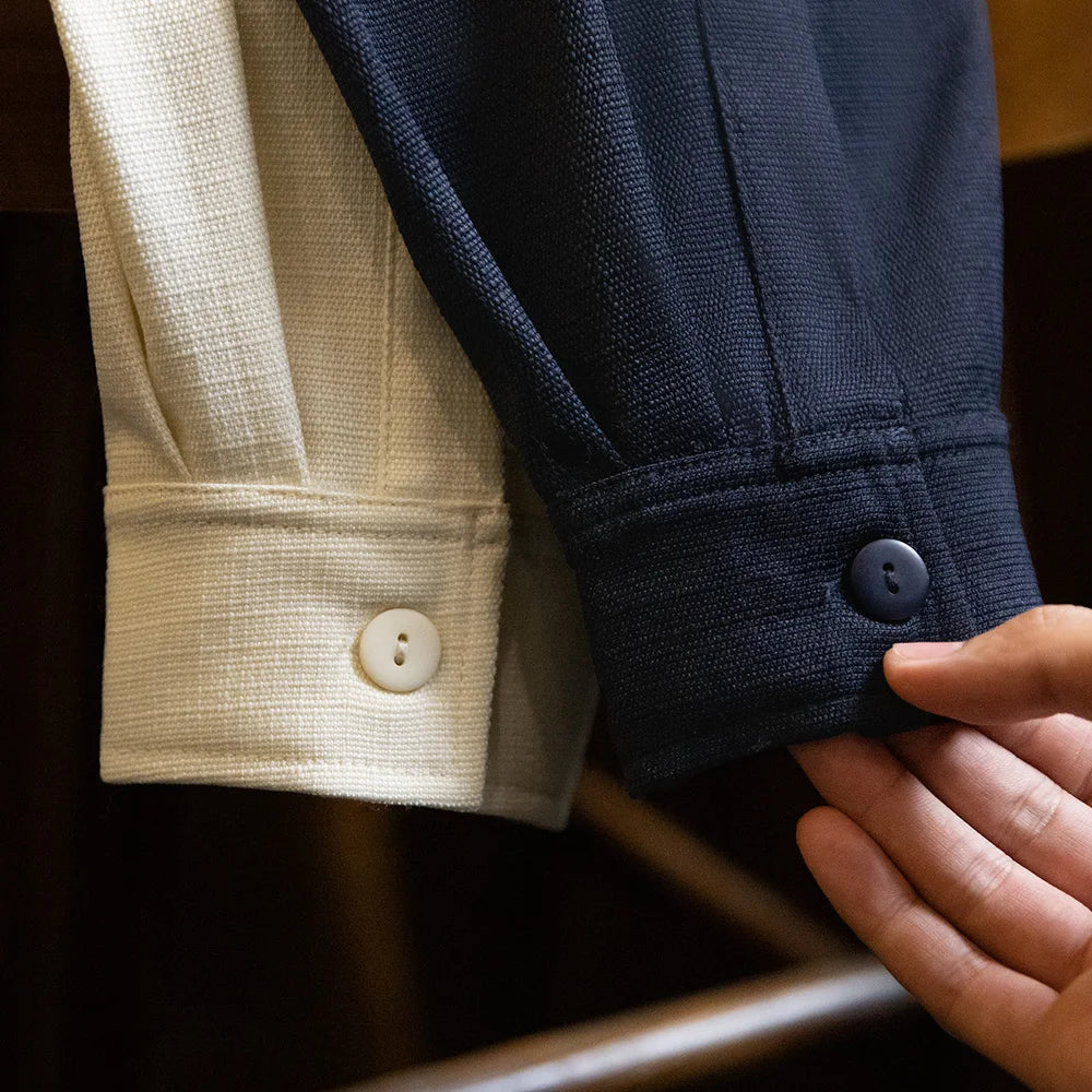 Maden New Casual Anti-wrinkle No-iron long-sleeved Shirts with Loose Lapel Pocket Shirt Jacket for Men's Spring and Autumn