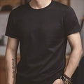 Maden 1Pc/2Pcs Solid Cotton Short-sleeved T-shirts Round Neck Black Beige T-Shirt Men's Summer Classic Heavyweight Versatile Tee