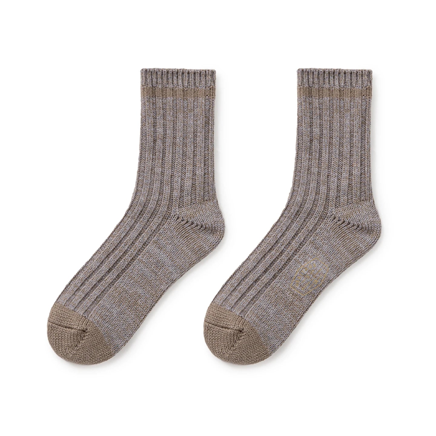 Maden Men‘s 3-Pack Vintage Wool Blend Socks Color Blocking Ribbed Knit Striped Mid-Calf Thermal Socks for Autumn Winter