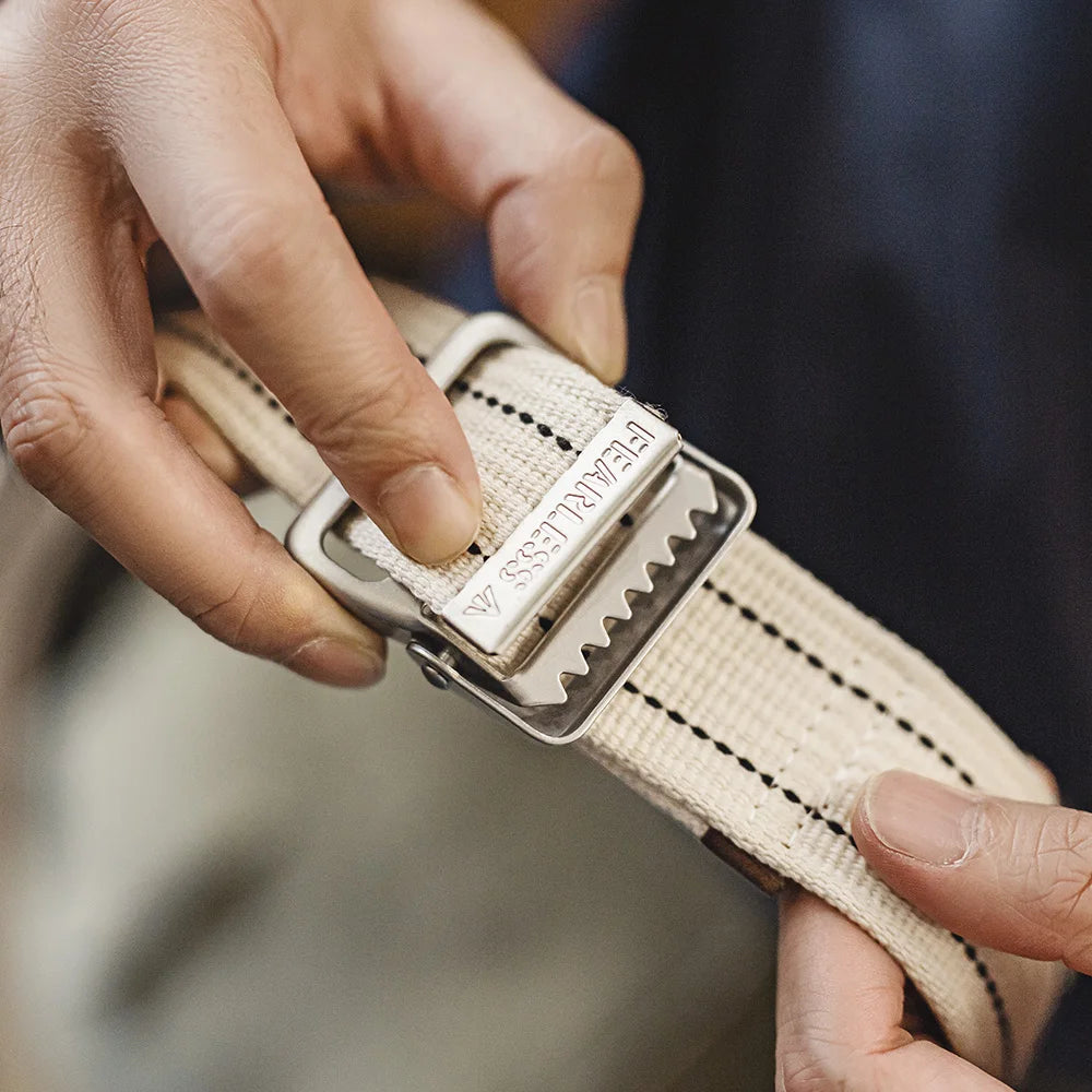 Maden New Unisex Striped Woven Belt No Hole Adjustable Waist Chain Jeans Belt Canvas Outdoor Sports Accessory Leisure Strap