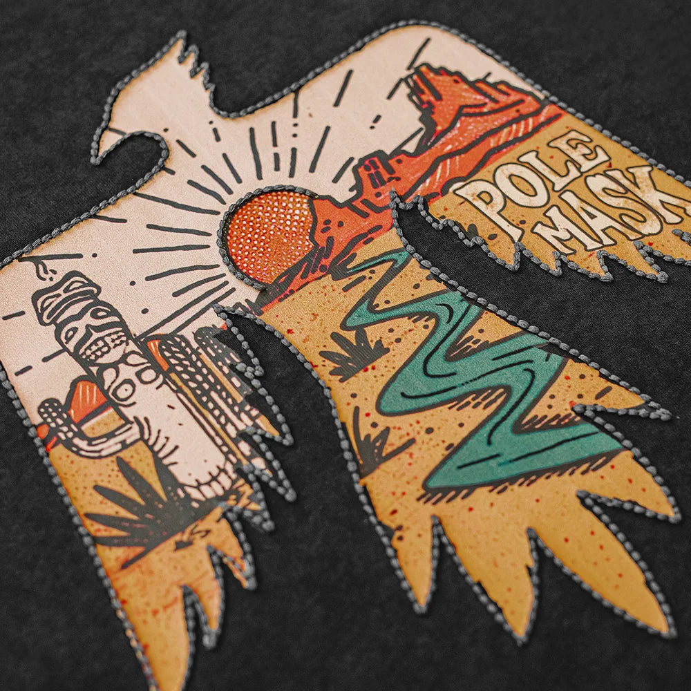 Maden Vintage Style Thunderbird Print T-Shirt Men's Summer Heavyweight Embroidered Short Sleeve Tee Navajo Crew Neck Street Tops