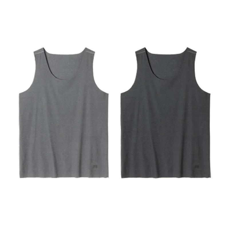 Maden Summer Tank Top for Men Traceless Ice Silk Cool Sleeveless T-Shirt Waistcoat O-neck Vest Tees for Gym Muscle Sportswear