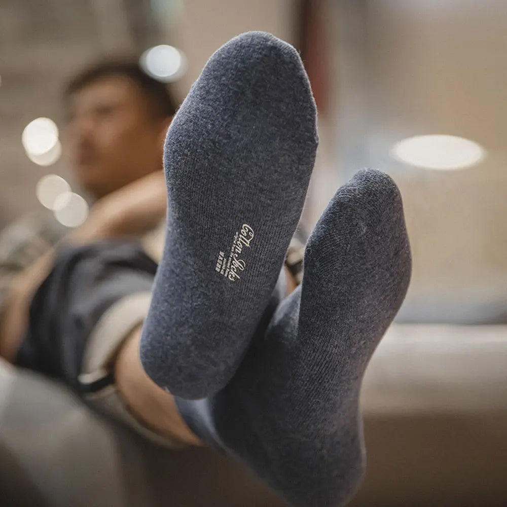 Maden 3 Pack Pairs Printed Knitted Mid-calf Socks Sweat-absorbent Solid Color Socks Non-slip Men's Socks for Spring and Autumn