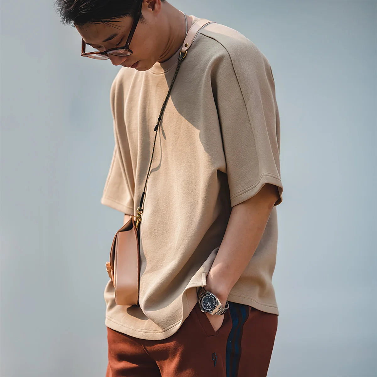 Maden Solid Color Cotton T-shirts for Men Summer Loose Heavyweight Vintage Brethable Short-sleeved Tee Trendy Gray Tops O-Neck