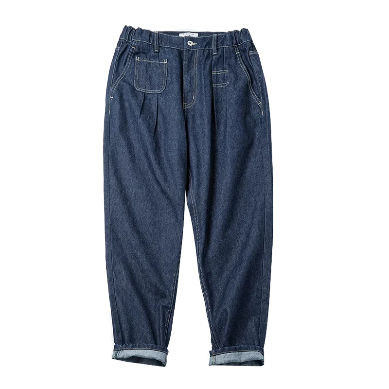 Maden Retro Denim Wash Baggy Men's Jeans Wide Leg Tapered Pants Fashion Casual Streetwear Jean Straight Elastic Men Trousers