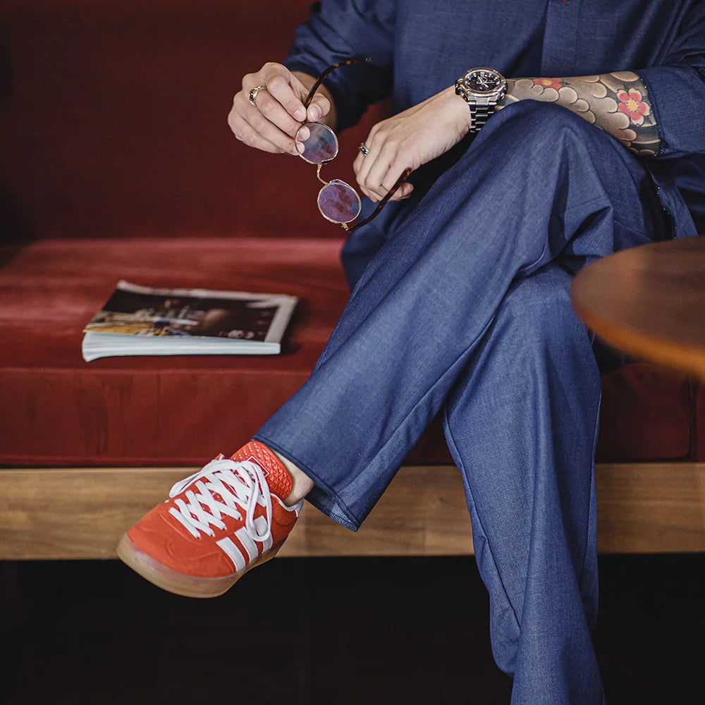 Maden Vintage Solid Color Loose Casual Straight Pants for Men Mid-waist Breathable Long Pants Spring Trousers Elastic Waist