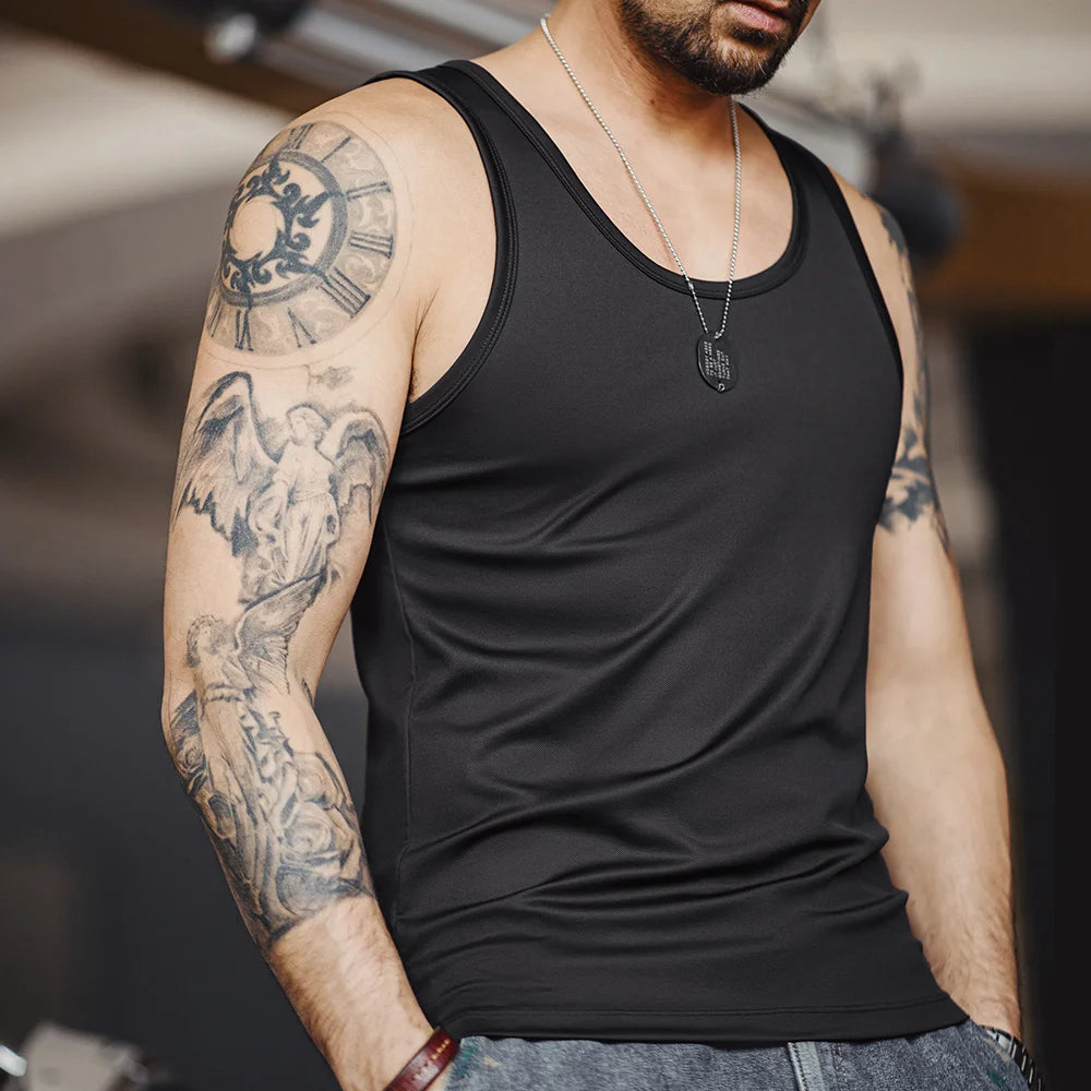 Maden Sunscreen Ribbed Solid Color Vest Breathable And Versatile Three-color Optional Tank Top for Men's Summer