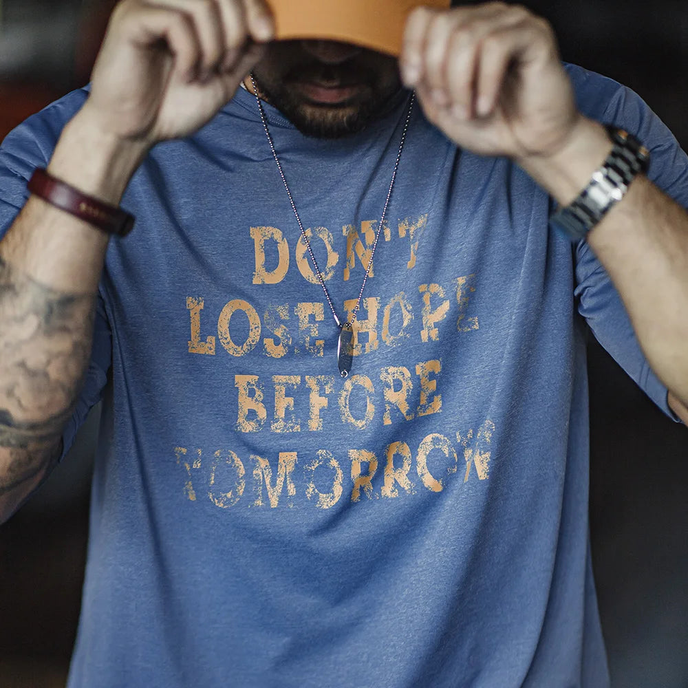 Maden Retro Ice Silk Cool Short-sleeved T-shirt Loose Breathable Letter Printed Round Neck Top for Men's Summer Tee