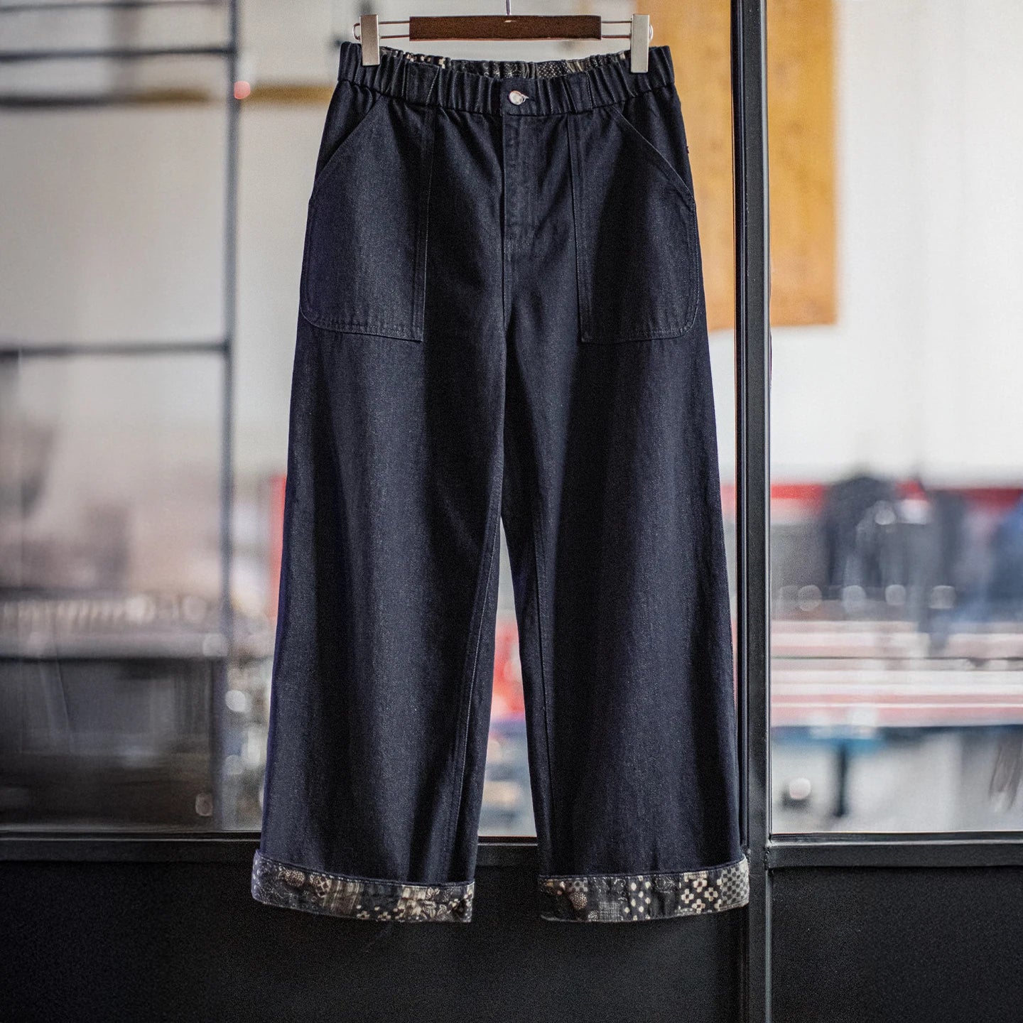 Maden Men‘s Vintage Boro Washed Denim Jeans Patchwork Wide Leg Blue Trousers loose Fit Casual Pants for Spring and Autumn