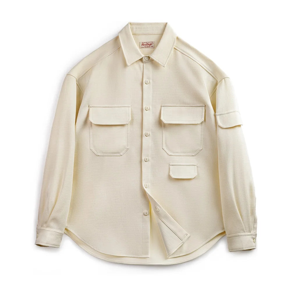 Maden New Casual Anti-wrinkle No-iron long-sleeved Shirts with Loose Lapel Pocket Shirt Jacket for Men's Spring and Autumn