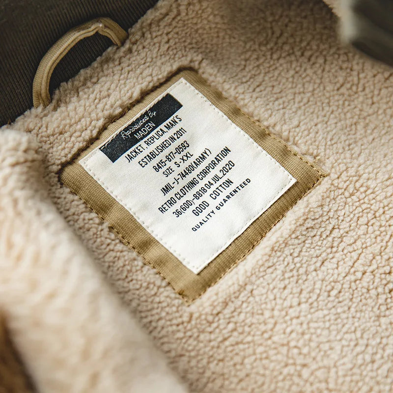 Maden Men’s Brown Flight Bomber Jackets Vintage Pilot Aviator Monocycle Jacket Slim Fit With Patches Stand Collar