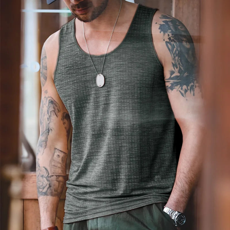 Maden Breathable Cool Workout Tank Tops for Men Gym Muscle Tank Undershirts Bodybuilding Sleeveless T Shirt Plain Sportswear Tee