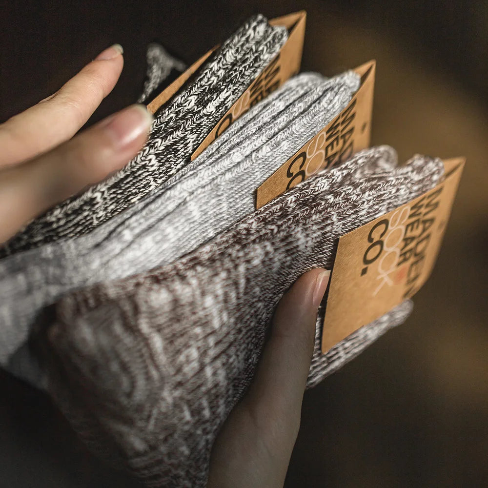 Maden Retro Knitted Mid-calf Cotton Socks Casual Sports Sweat-absorbent Breathable Long Socks Same Style for Men and Women