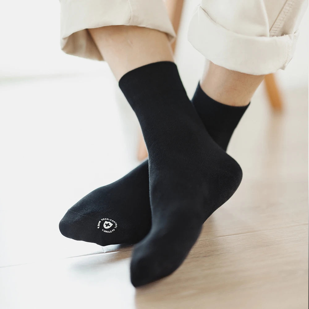 Maden 3 Pack Pairs Summer Long Socks Grade Antibacterial Knitted Mid-calf Sports Breathable Deodorant Socks for Men's Spring